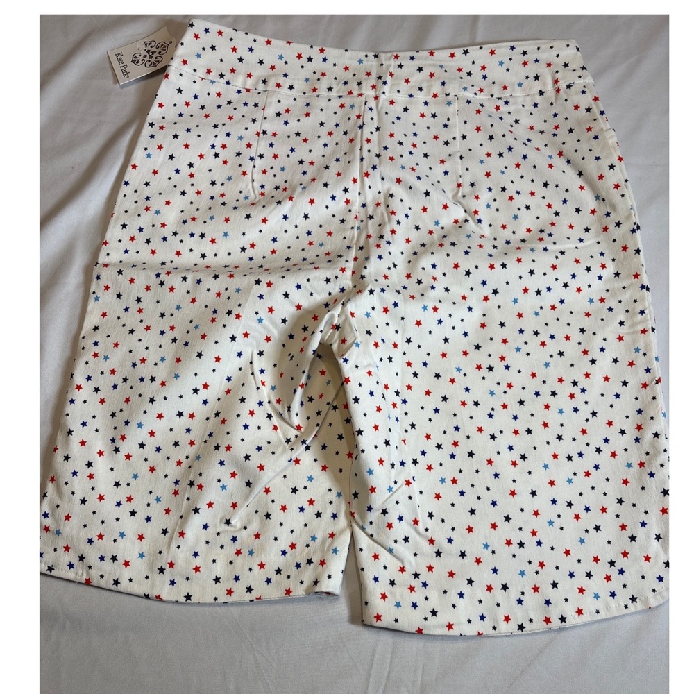 Kate Park Womens Star Print Shorts Red White Blue Patriotic Americana Size M NEW - Picture 2 of 6
